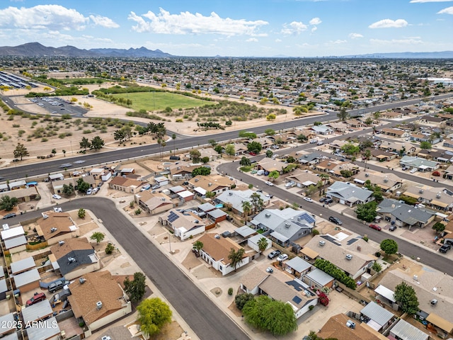 bird's eye view with a mountain view and a residential view