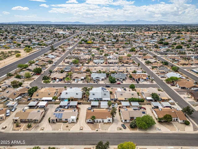 bird's eye view with a residential view and a mountain view