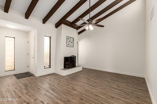 4722 W Via Cynthia, Glendale, AZ 85301 - unfurnished living room with wood finished floors and ceiling fan