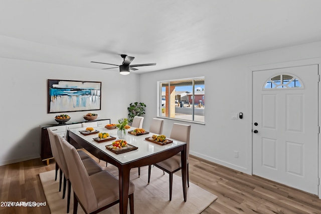 dining space featuring baseboards, a healthy amount of sunlight, and light wood-style floors