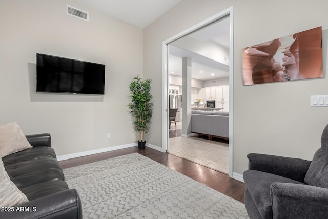 living room featuring hardwood / wood-style flooring