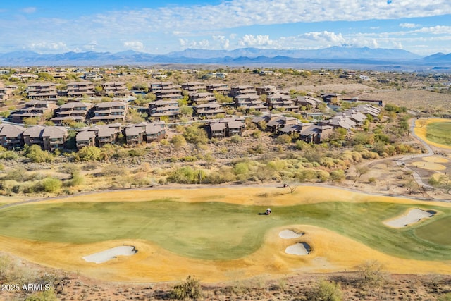 drone / aerial view featuring a mountain view