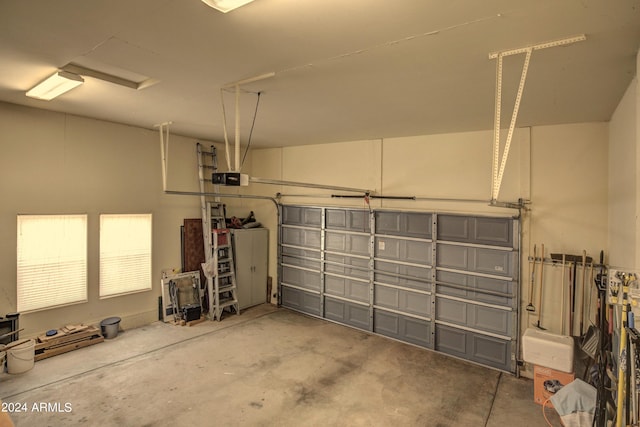 garage with a garage door opener