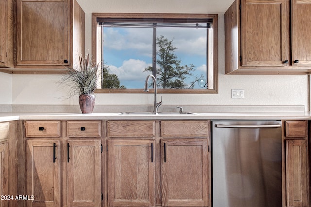 kitchen with sink and stainless steel dishwasher