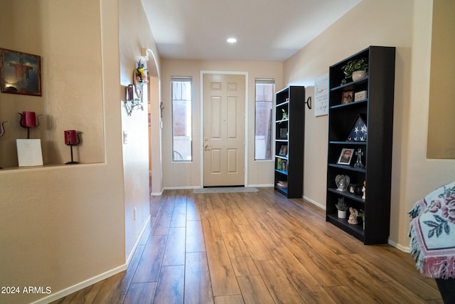 entryway with light wood-type flooring