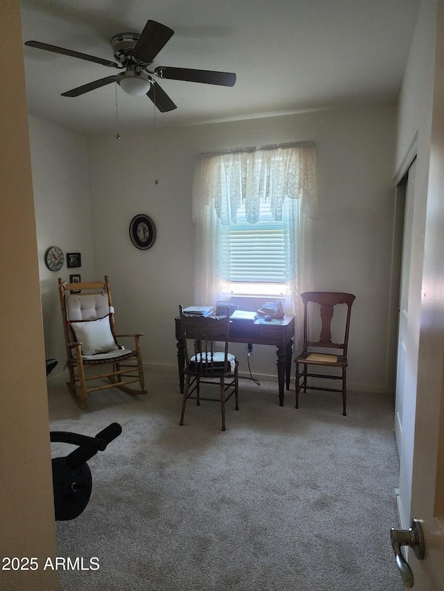 7251 E Grouse Ct, San Tan Valley, AZ 85143 - carpeted dining space with ceiling fan and baseboards