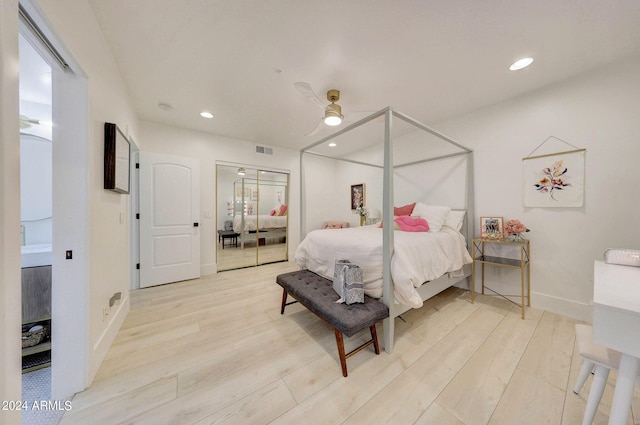 bedroom with light hardwood / wood-style floors