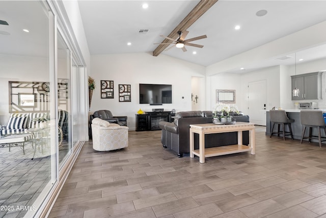 17385 W Sugar Hill Ct, Surprise, AZ 85388 - living area featuring ceiling fan, recessed lighting, and light wood-style floors