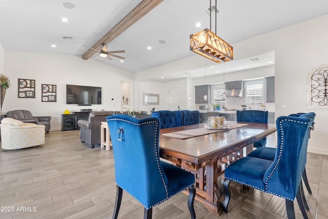 17385 W Sugar Hill Ct, Surprise, AZ 85388 - dining space featuring a ceiling fan, baseboards, light wood finished floors, and recessed lighting