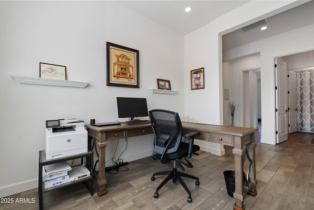 17385 W Sugar Hill Ct, Surprise, AZ 85388 - office area with wood finished floors, baseboards, and recessed lighting
