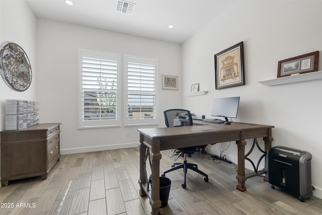 17385 W Sugar Hill Ct, Surprise, AZ 85388 - home office with light wood-style floors, recessed lighting, and baseboards