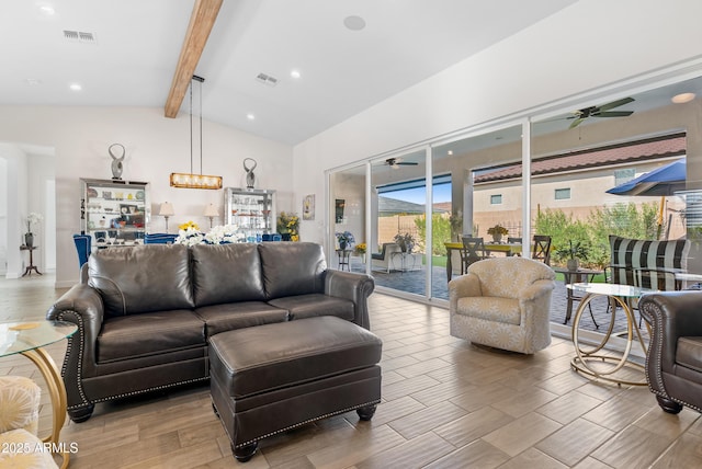 17385 W Sugar Hill Ct, Surprise, AZ 85388 - living room featuring a ceiling fan, recessed lighting, and wood finished floors
