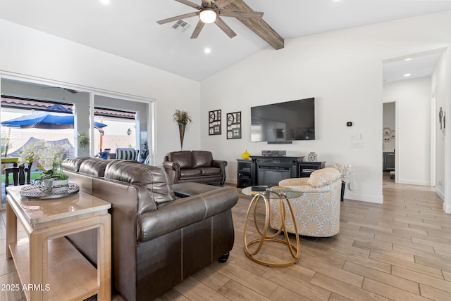 17385 W Sugar Hill Ct, Surprise, AZ 85388 - living area featuring ceiling fan, light wood-type flooring, recessed lighting, and baseboards