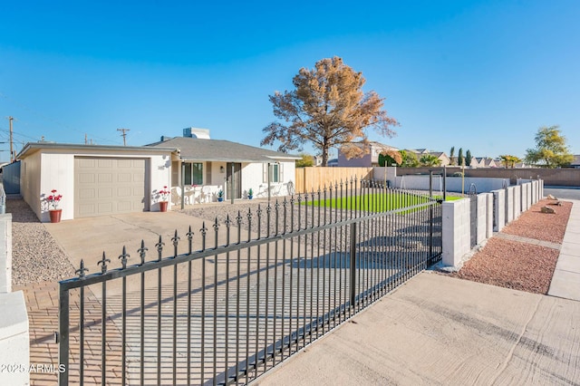 single story home featuring a garage