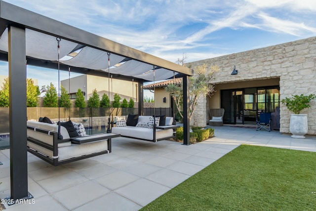 view of patio featuring an outdoor living space