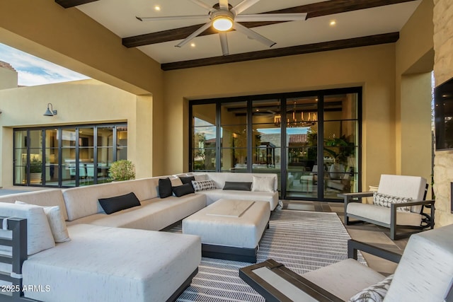 view of patio / terrace featuring outdoor lounge area and ceiling fan