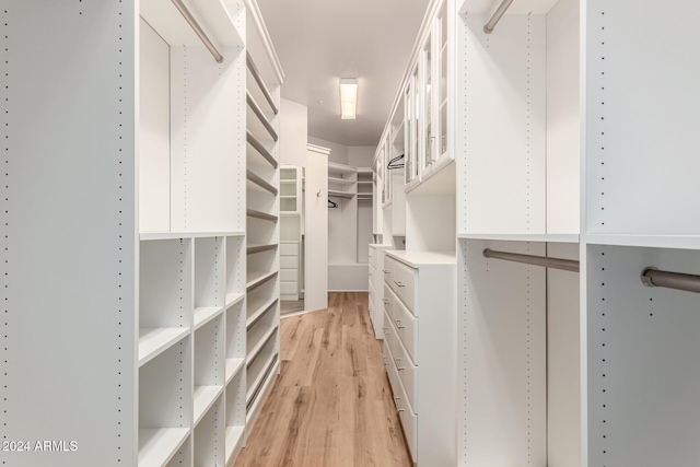 spacious closet featuring light hardwood / wood-style floors