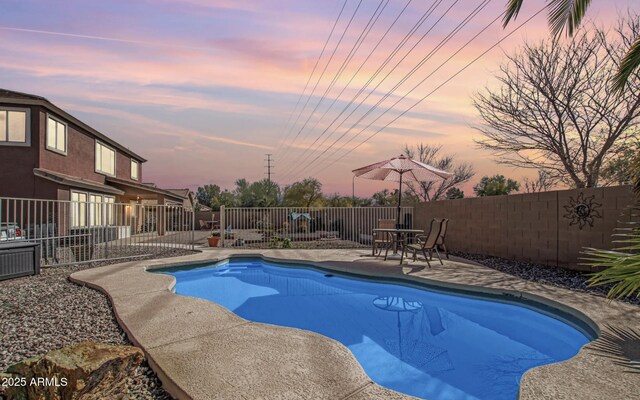1805 E Aloe Pl, Chandler, AZ 85286 - view of swimming pool featuring a fenced in pool, a fenced backyard, and a patio area