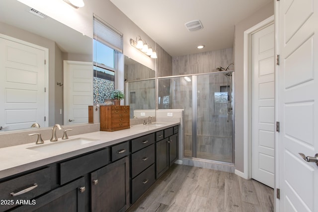 4577 Tenderfoot Way, Wickenburg, AZ 85390 - bathroom featuring visible vents, a sink, and a shower stall