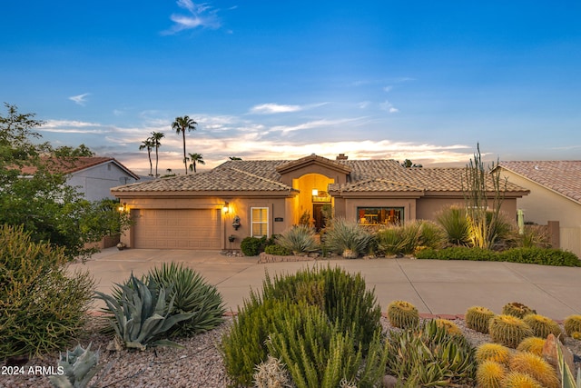 view of front of house with a garage