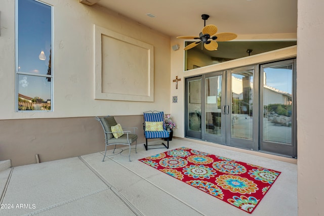 view of patio with ceiling fan