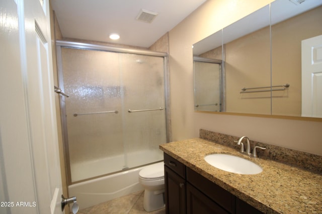 5437 W Bluefield Ave, Glendale, AZ 85308 - bathroom featuring vanity, enclosed tub / shower combo, tile patterned floors, and recessed lighting