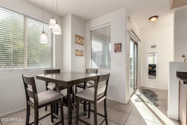 tiled dining space featuring a wealth of natural light