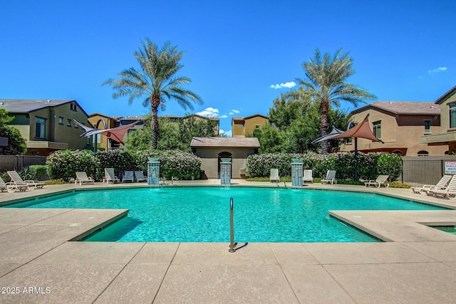 view of pool featuring a patio