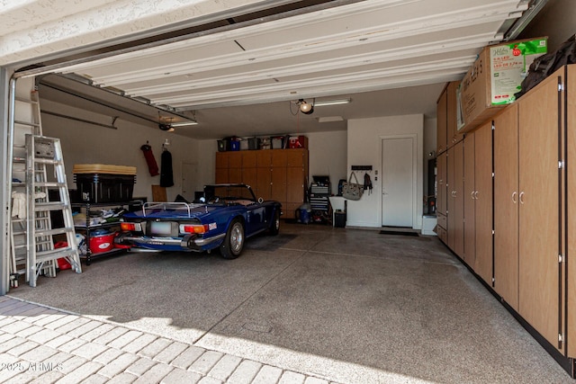 garage with a garage door opener