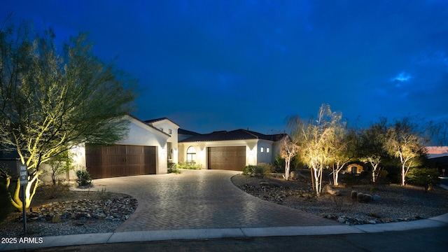 view of front of house with a garage