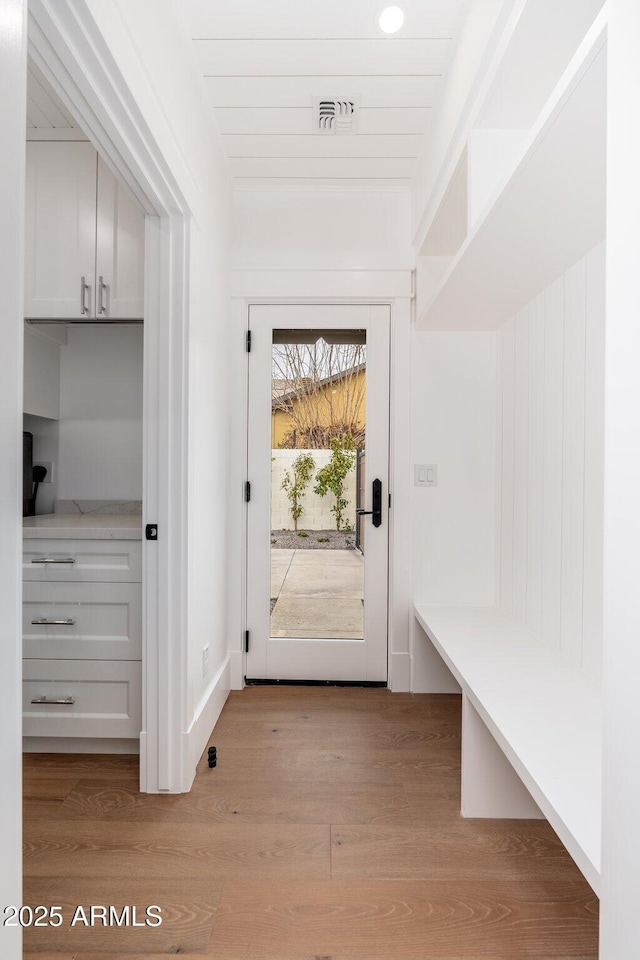 mudroom featuring light hardwood / wood-style floors