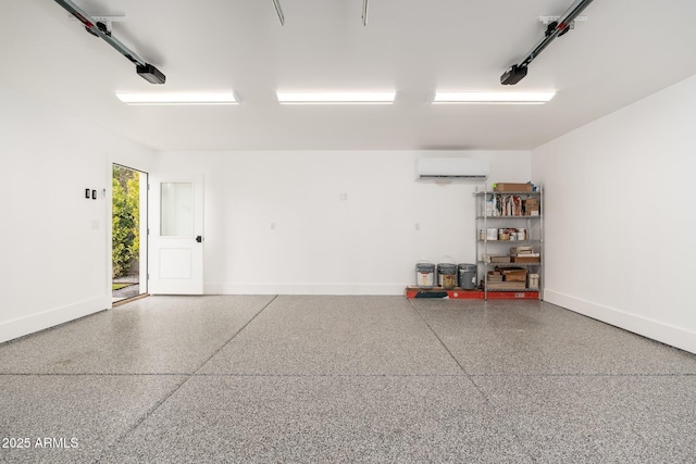 garage with an AC wall unit