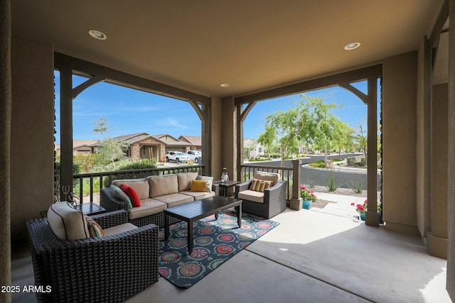 20702 W Hillcrest Blvd, Buckeye, AZ 85396 - view of patio / terrace with an outdoor hangout area and a residential view