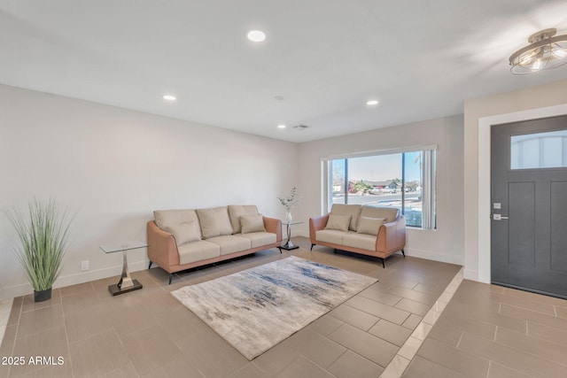 view of tiled living room