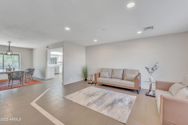 view of tiled living room