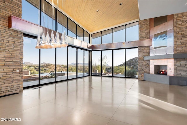 building lobby with a mountain view