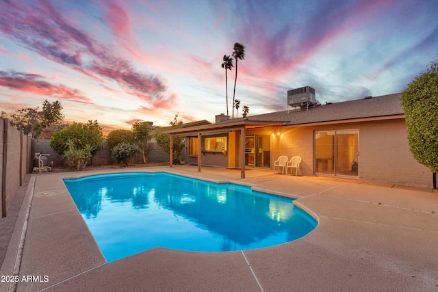 3931 W Christy Dr, Phoenix, AZ 85029 - view of swimming pool featuring central air condition unit, a patio area, a fenced in pool, and a fenced backyard