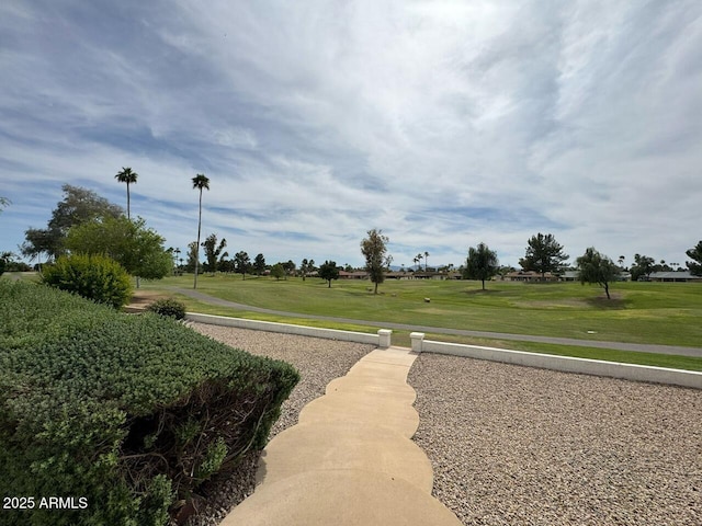 view of property's community with a lawn
