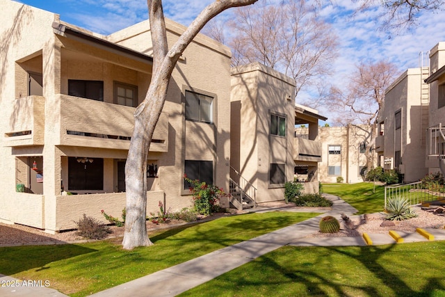 view of building exterior with a residential view