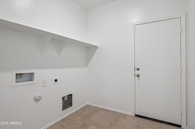 laundry area featuring baseboards, washer hookup, laundry area, hookup for a gas dryer, and electric dryer hookup