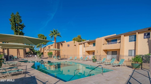 view of pool featuring a patio