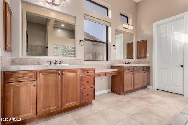 full bath featuring tile patterned flooring and vanity