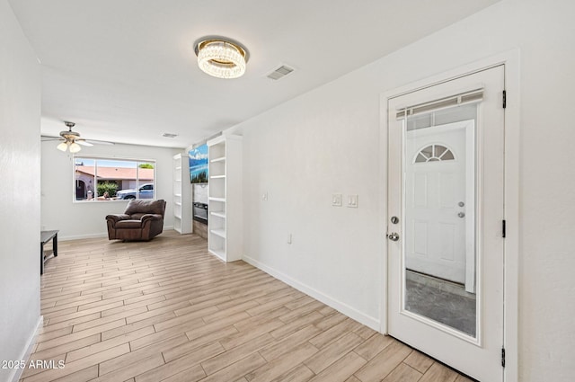 1017 S Allen, Mesa, AZ 85204 - entryway with light wood finished floors and ceiling fan
