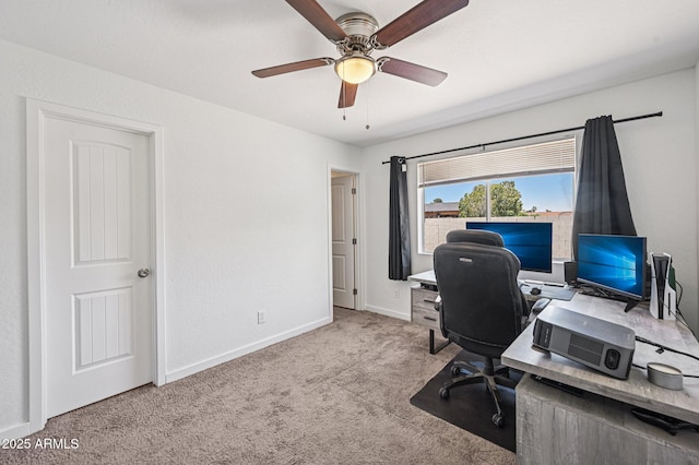1017 S Allen, Mesa, AZ 85204 - carpeted home office with ceiling fan and baseboards