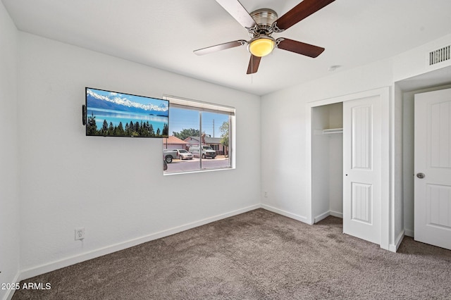 1017 S Allen, Mesa, AZ 85204 - unfurnished bedroom featuring carpet floors, a closet, and ceiling fan