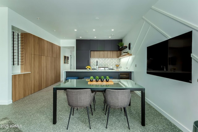 dining room with wine cooler