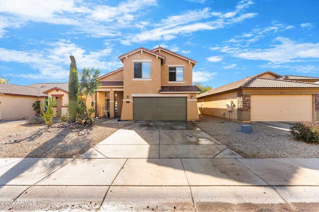 front facade with a garage