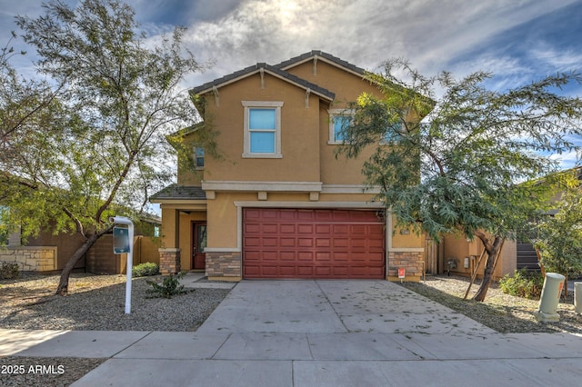 front of property featuring a garage