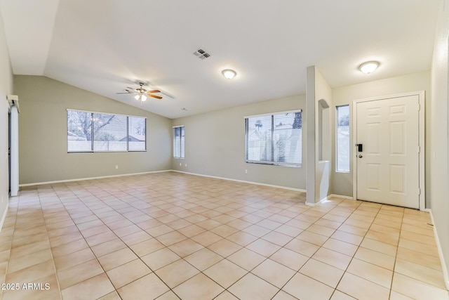 1048 N Arroya, Mesa, AZ 85205 - foyer featuring light tile patterned floors, ceiling fan, and lofted ceiling
