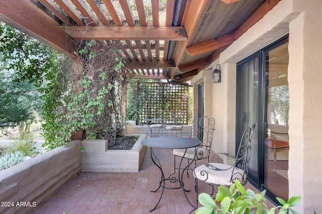 view of patio / terrace featuring a pergola